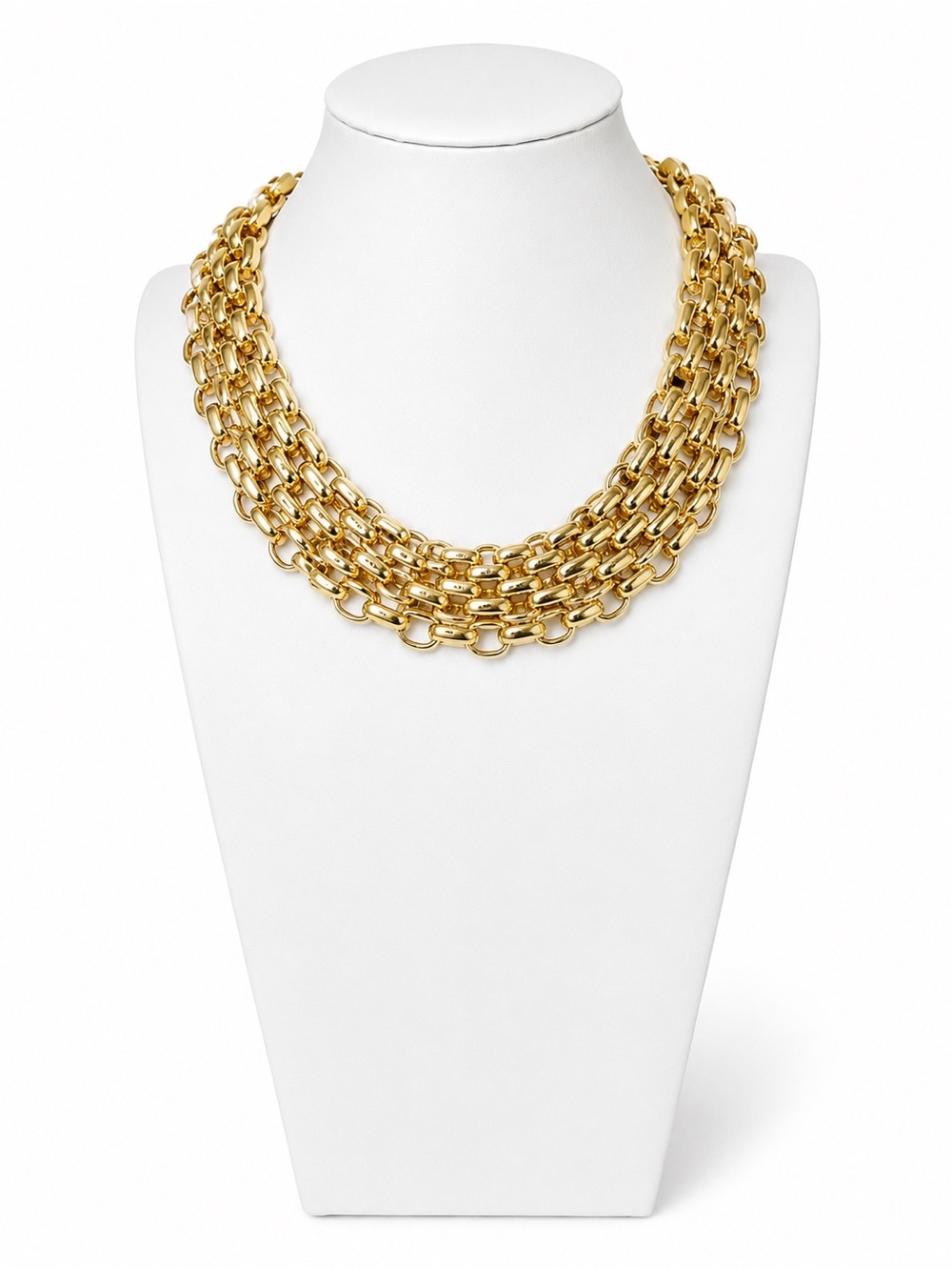 Vintage-Inspired Multi-Strand Gold‎ Tone Chain Bold Runway Heavyweight Statement